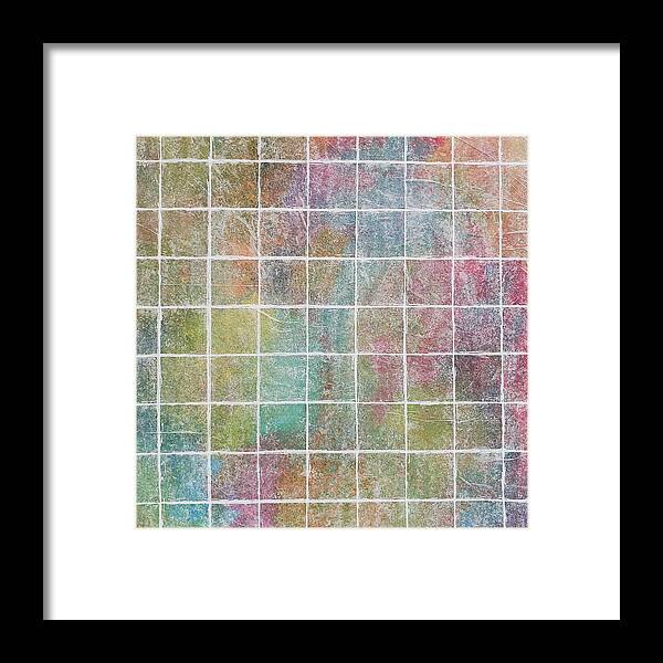 Monet's Garden Framed Print featuring the mixed media MONET'S GARDEN SQUARED Pastel Abstract by Lynnie Lang