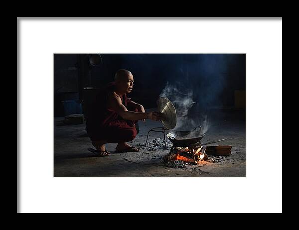 Monk Framed Print featuring the photograph Monk in the kitchen by Robert Bociaga