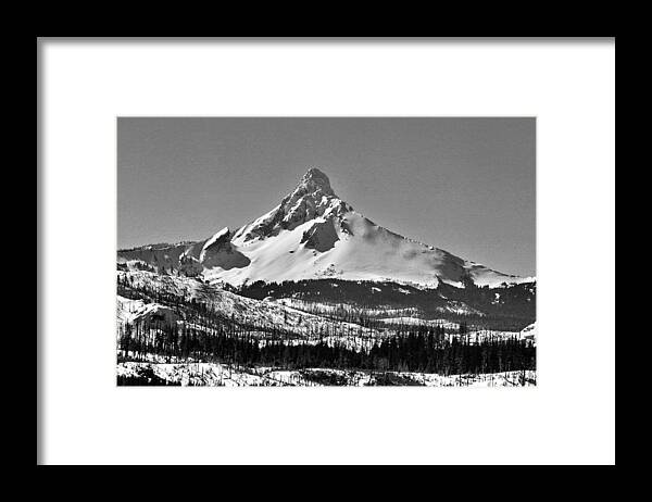 Snow Framed Print featuring the photograph Monochrome, Mt Washington in winter snow by Brent Bunch