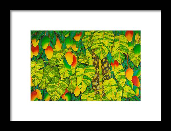 Monstera Plant Framed Print featuring the painting Monstera and Mango by Daniel Jean-Baptiste