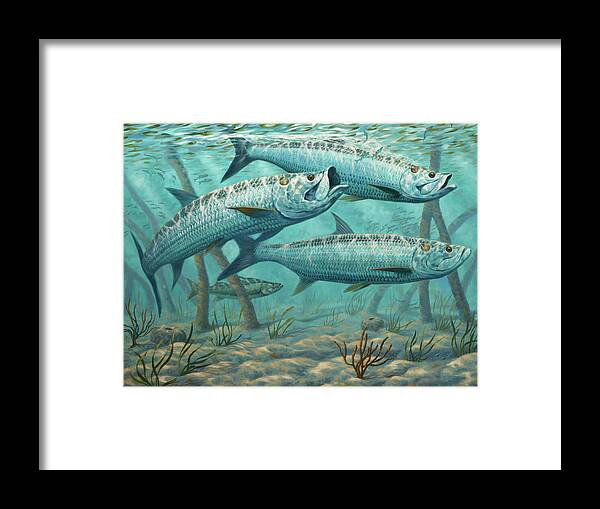 Tarpon Framed Print featuring the painting Monsters of the Mangroves by Guy Crittenden