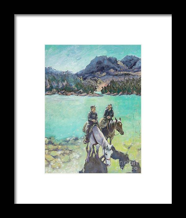 Montana Framed Print featuring the painting Montana on Horseback by PJ Kirk
