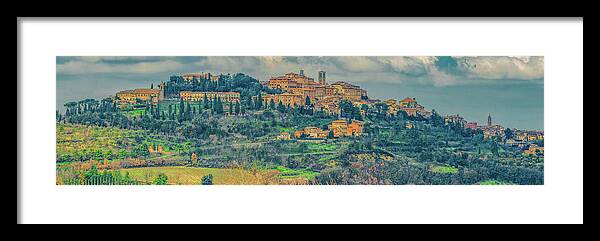 Montepulciano Framed Print featuring the photograph Montepulciano Panorama by Marcy Wielfaert
