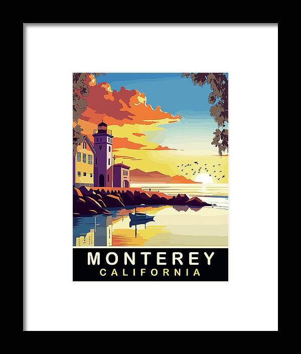 Monterey Framed Print featuring the digital art Monterey Coast, CA by Long Shot