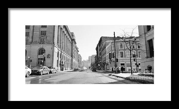 Black And White Photography Framed Print featuring the photograph Montreal Street Photo 11 by Reb Frost