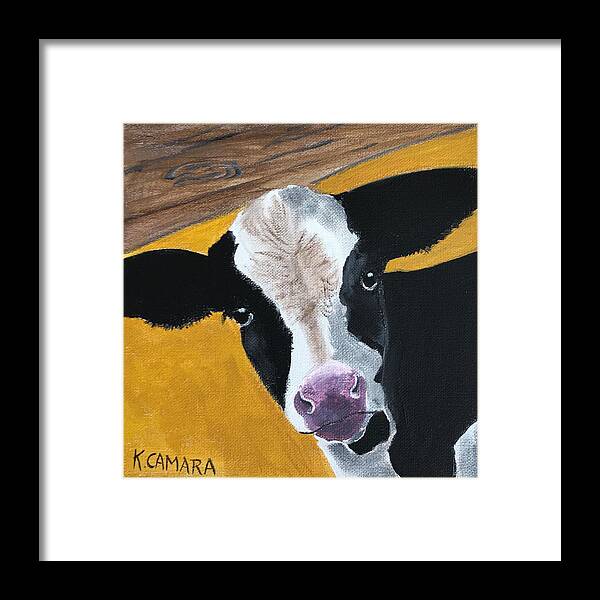 Pets Framed Print featuring the painting Moo Cow by Kathie Camara