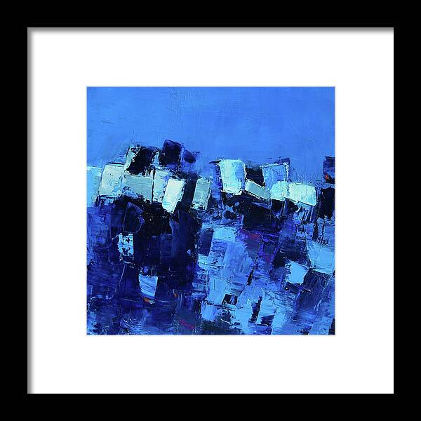 Abstract Framed Print featuring the painting Mood in Blue by Elise Palmigiani