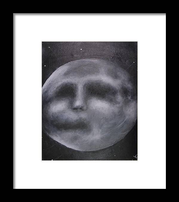 Moon Framed Print featuring the painting Moon Man by Jen Shearer