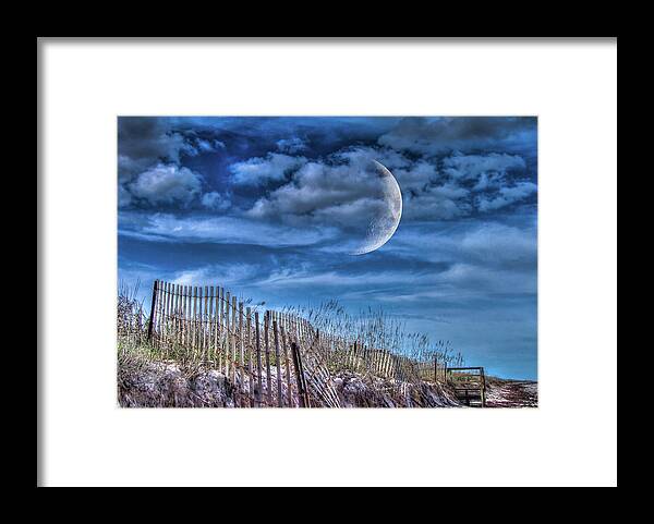 Moon Framed Print featuring the photograph Moon Over a Florida Beach by Phil And Karen Rispin