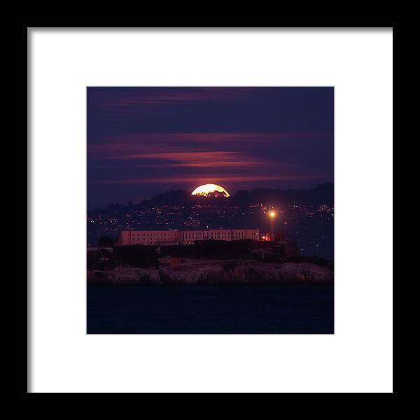  Framed Print featuring the photograph Moon Over Alcatraz by Louis Raphael
