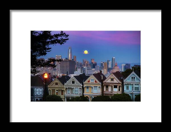  Framed Print featuring the photograph Moon over Painted Ladies by Louis Raphael
