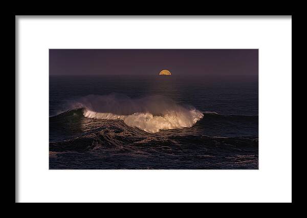 Oregon Shorescapes Framed Print featuring the photograph Moon Rise Coast by Bill Posner
