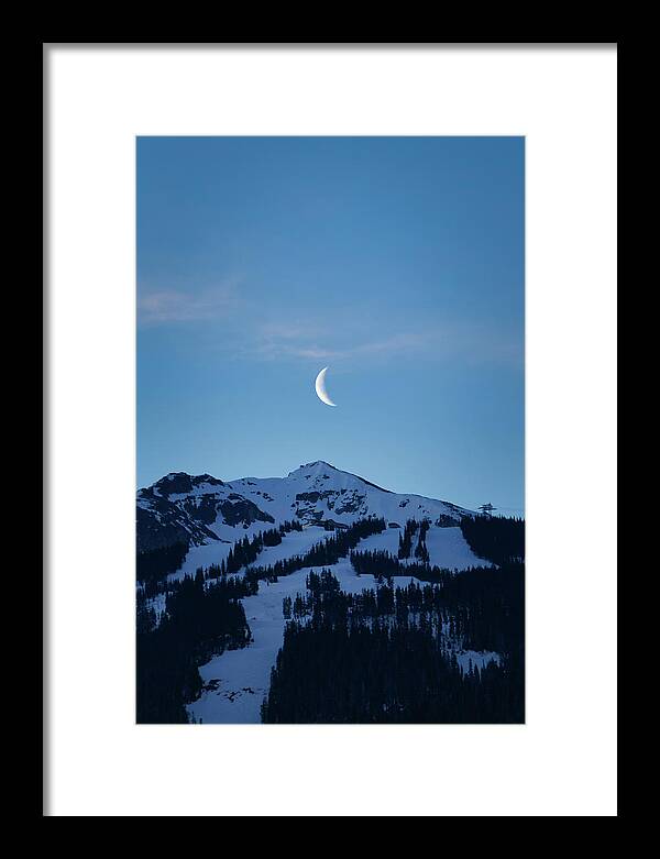 Blackcomb Framed Print featuring the photograph Moon Rising Over Whistler Blackcomb by Rick Deacon