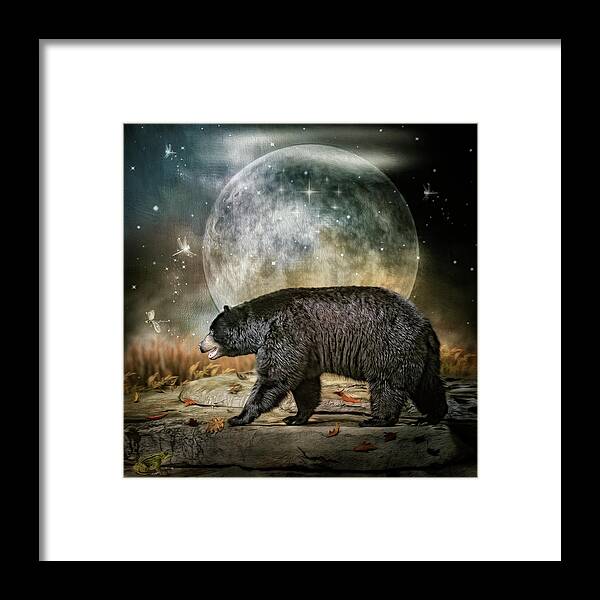 North American Black Bear Framed Print featuring the digital art Moon walking by Maggy Pease