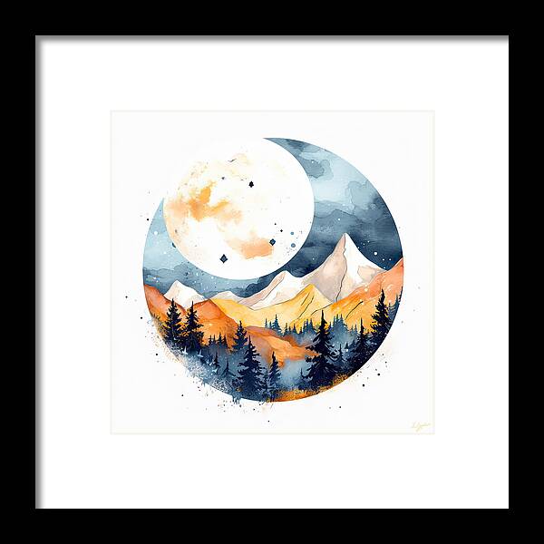 Yellow And Gray Framed Print featuring the painting Moonlight Magic by Lourry Legarde