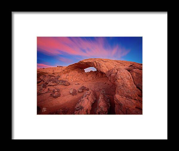 50s Framed Print featuring the photograph Moonrise Arch by Edgars Erglis