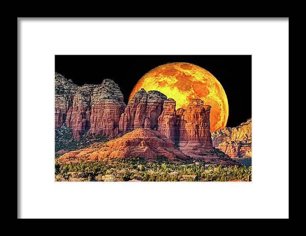 Coffee Pot Rock Framed Print featuring the photograph Moonrise at Coffee Pot Rock by Al Judge