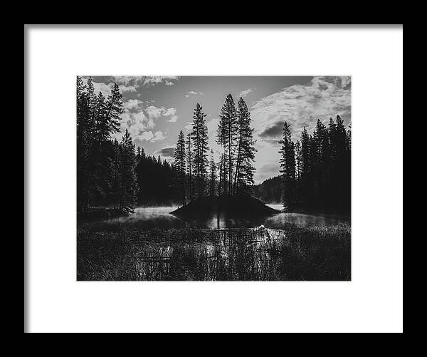 Moose Lake Sunrise Black And White Framed Print featuring the photograph Moose Lake Sunrise Black And White by Dan Sproul