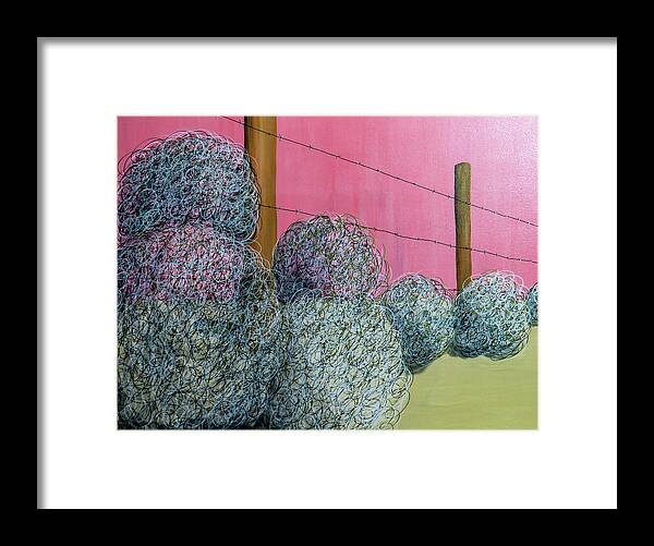 Tumbleweeds Framed Print featuring the painting More and more Tumbleweeds by Ted Clifton