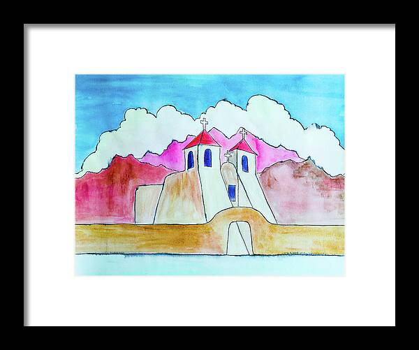 New Mexico Framed Print featuring the painting More Taos Church by Ted Clifton