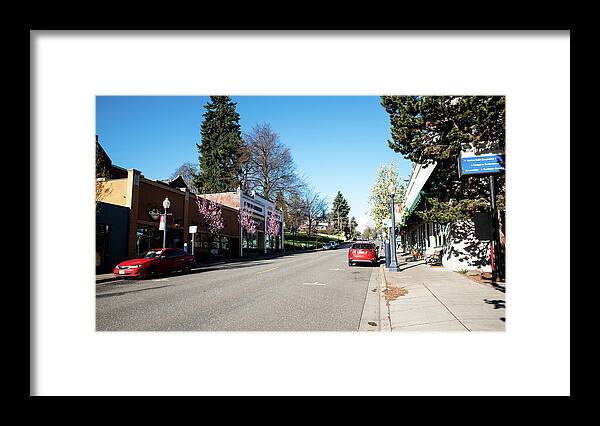 Morning At 4th And Oak Framed Print featuring the photograph Morning at 4th and Oak by Tom Cochran