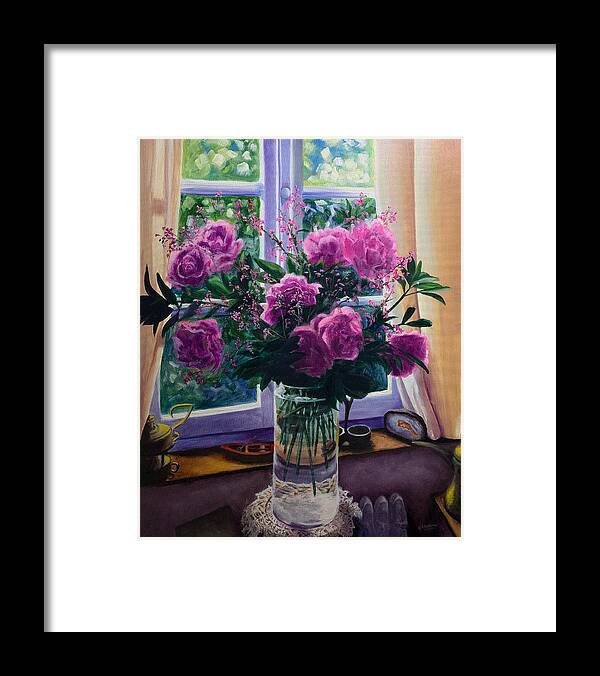 Roses Framed Print featuring the painting Morning Awaits by Jan Chesler