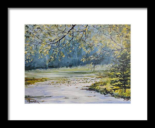 Landscape Framed Print featuring the painting Morning Blue by William Brody
