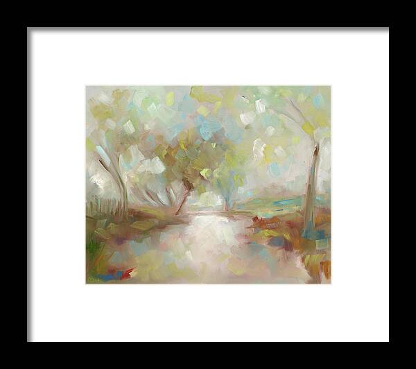 Landscape Framed Print featuring the painting Morning in Richmond Park by Roger Clarke