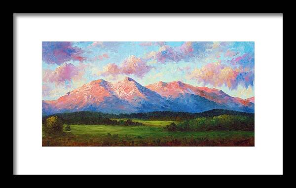 Landscape Framed Print featuring the painting Morning Light On Mount Shavano by David G Paul