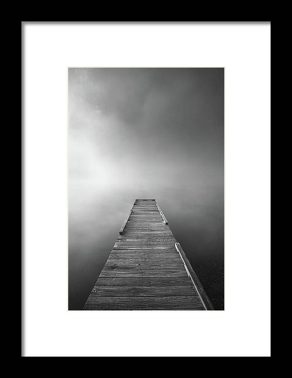 Black And White Framed Print featuring the photograph Morning Mist In Black And White by Jordan Hill
