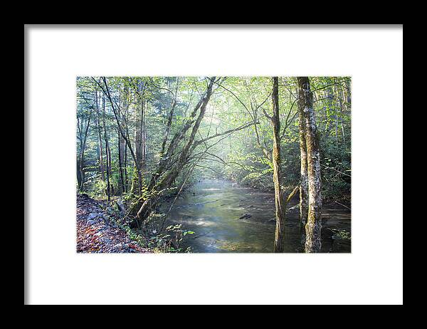 Cades Framed Print featuring the photograph Morning Mists on the River by Debra and Dave Vanderlaan