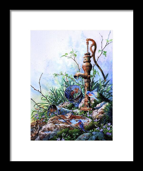 Misty Framed Print featuring the painting Morning Shower by Hanne Lore Koehler