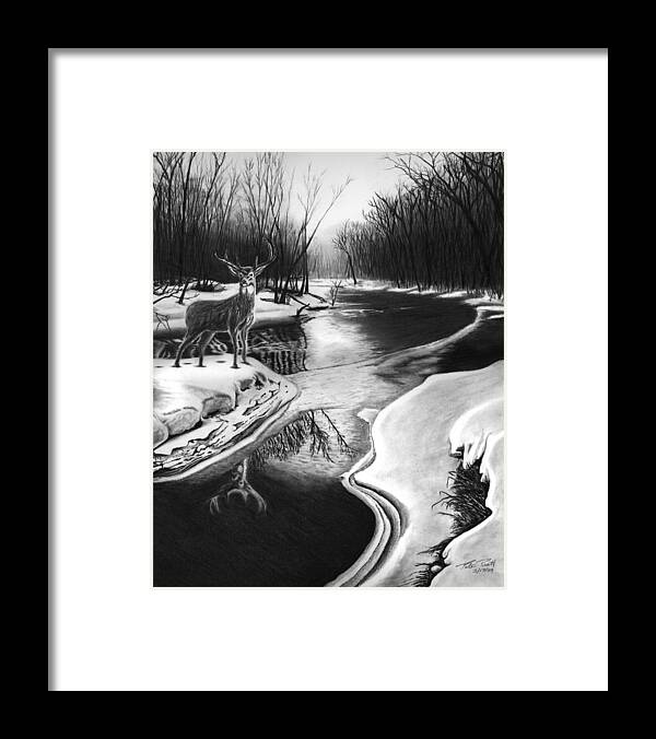 Morning Thaw Framed Print featuring the drawing Morning Thaw by Peter Piatt