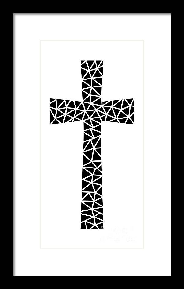 Mid Century Modern Framed Print featuring the digital art Mosaic Cross by Donna Mibus
