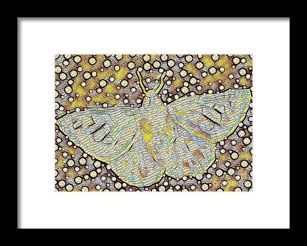 Moth Digital Abstract Pattern Bag Nature Bug Insect Framed Print featuring the digital art Mosaic Moth by Bradley Boug
