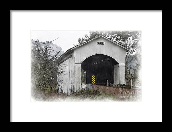 Sepia Framed Print featuring the digital art Covered Bridge #1 by Kirt Tisdale