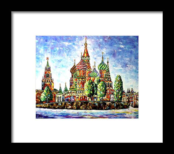 Stbasilscathedral Framed Print featuring the painting Moscow's Red Jewel by Mirek Kuzniar