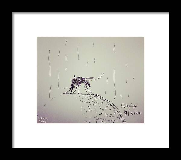 Mosquito Framed Print featuring the drawing Mosquito by Sukalya Chearanantana