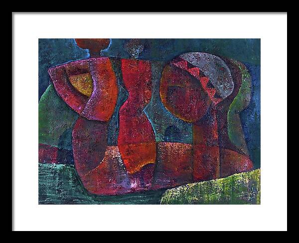 African Art Framed Print featuring the painting Mother Looks On by Martin Tose 1959-2004