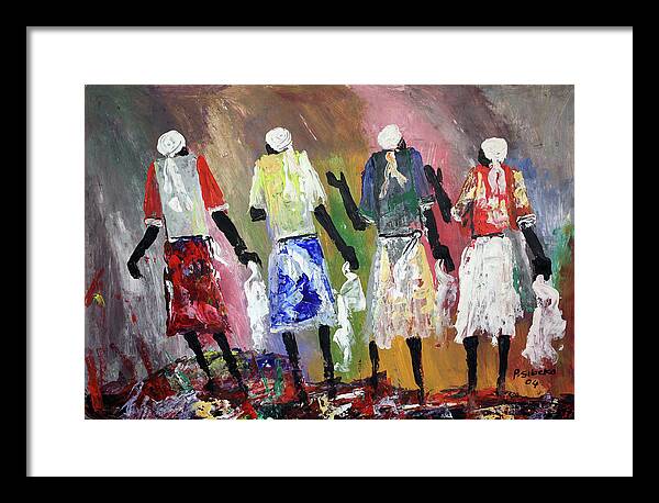 African Art Framed Print featuring the painting Mothers Of Peace by Peter Sibeko 1940-2013