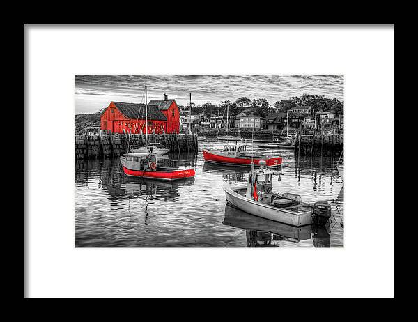 Motif #1 Framed Print featuring the photograph Motif #1 Selective Coloring - Rockport Massachusetts by Gregory Ballos