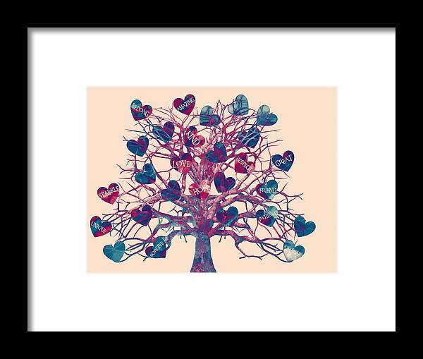Motivational Framed Print featuring the digital art Motivational Tree Of Hope With Soft Pink Background by Michelle Liebenberg