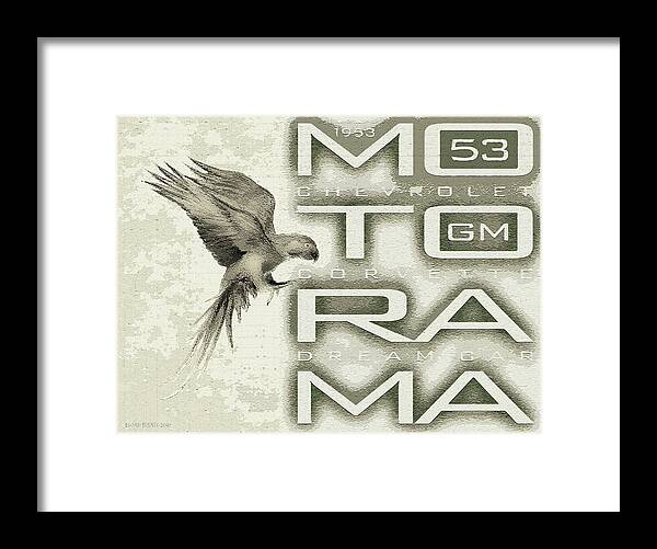 Motorama Framed Print featuring the digital art Motorama / 53 Chevrolet Corvette by David Squibb