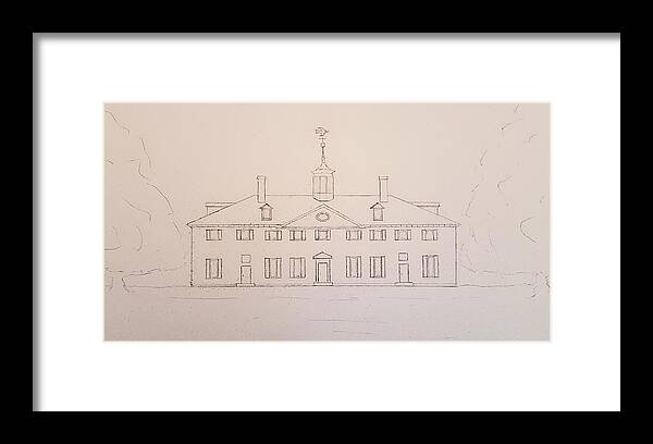 Sketch Framed Print featuring the drawing Mount Vernon by John Klobucher