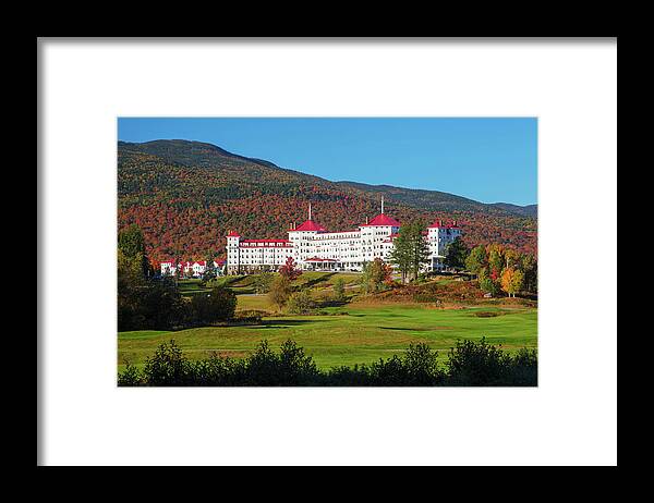 Mount Framed Print featuring the photograph Mount Washington Hotel Autumn by White Mountain Images