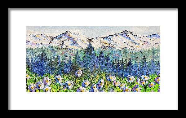 Mountains Framed Print featuring the painting Mountain Blues by Diane Phalen
