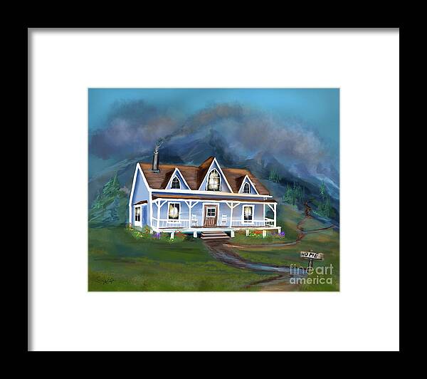 Cabin Framed Print featuring the digital art Mountain Home by Doug Gist
