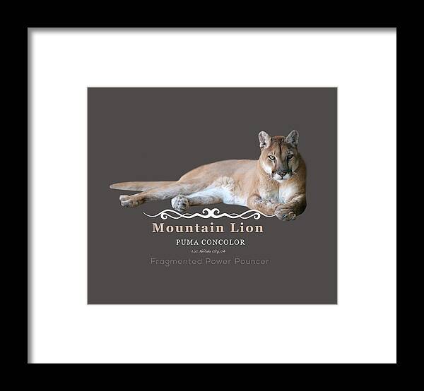 Mountain Lion Framed Print featuring the digital art Mountain Lion Fragmented Power Pouncer by Lisa Redfern