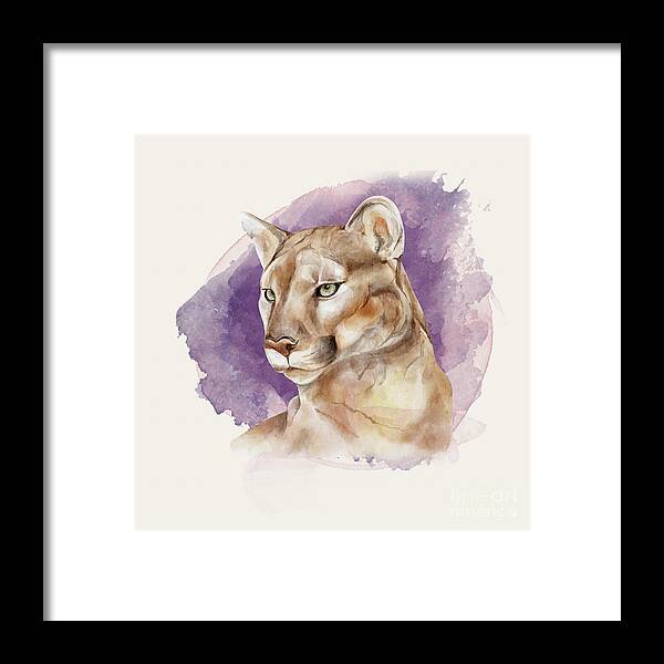 Mountain Lion Framed Print featuring the painting Mountain Lion by Garden Of Delights