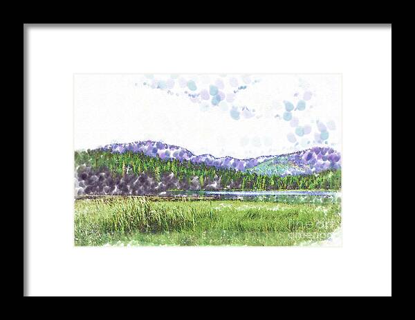 Meadow Framed Print featuring the digital art Mountain Meadow Tranquility by Kirt Tisdale